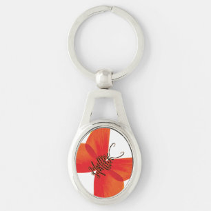 Porte-clés Papillon rouge orange avec votre nom