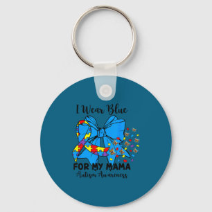 Porte-clés Papillon ruban de l'autisme je porte du bleu pour