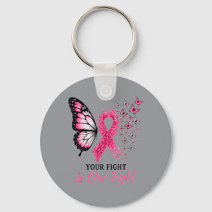 Porte-clés Papillon Ruban Rose de Sensibilisation au Cancer d