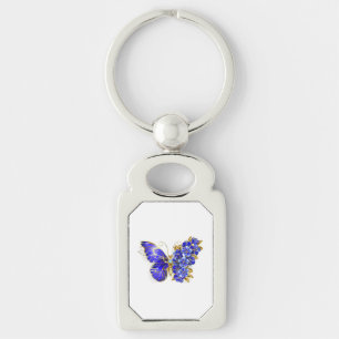 Porte-clés Papillon Saphir Fleur