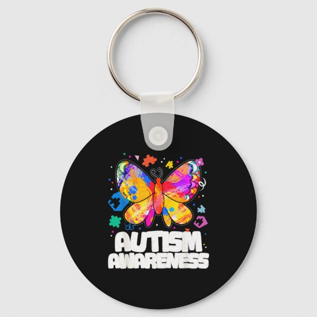 Porte-clés Papillon soutien à la sensibilisation à l'autisme  (Recto)