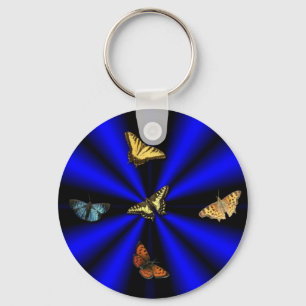 Porte-clés Papillon sur arc-en-ciel noir et bleu