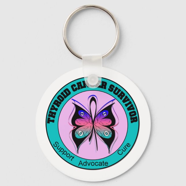 Porte-clés Papillon survivant du cancer de la thyroïde (Recto)