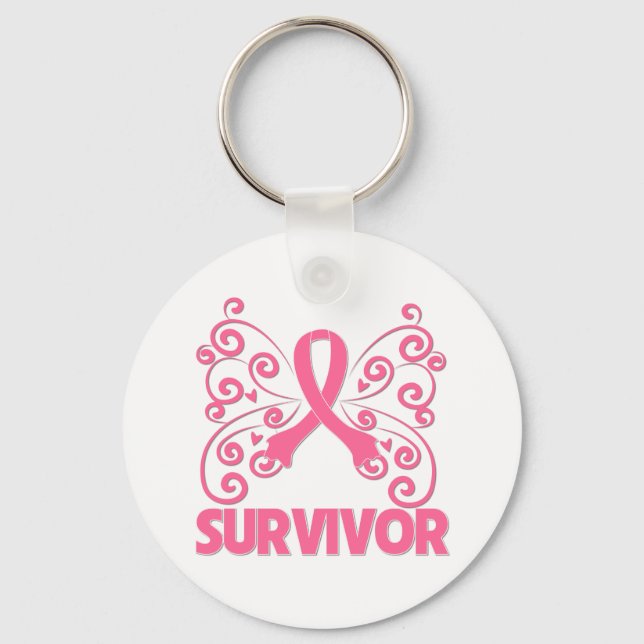 Porte-clés Papillon survivant du cancer du sein (Recto)