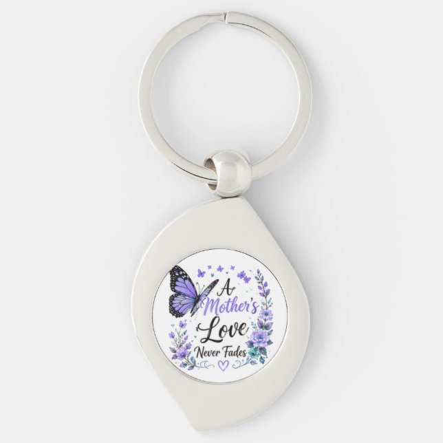 Porte-clés Papillon Violet "L'amour d'une mère ne faiblit jam (Devant)