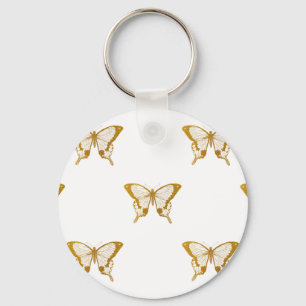 Porte-clés Papillons à huile métallique sur blanc