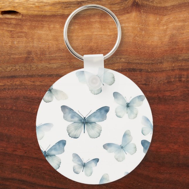 Porte-clés Papillons Abstraits de Glace Bleue (Recto)