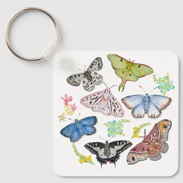 Porte-clés Papillons aquarelle en vol (Recto)