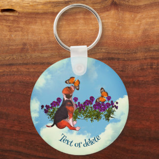 Porte-clés Papillons beagles Fleurs de chiot Personnalisé