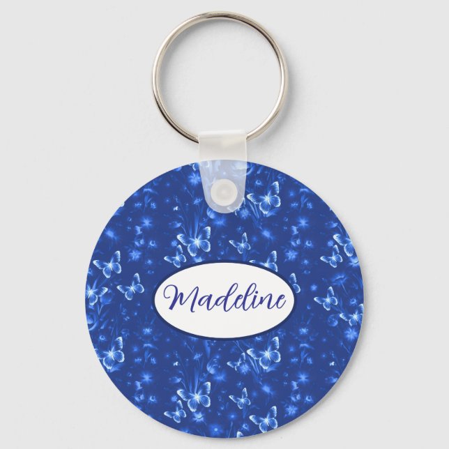 Porte-clés Papillons Bleus de Minuit (Recto)