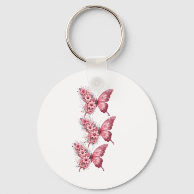Porte-Clés Papillons Élégants – Design Floral et F (Recto)