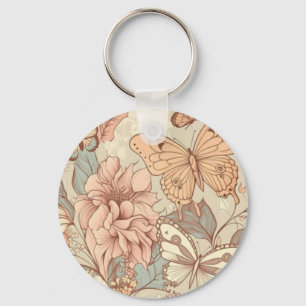 Porte-clés Papillons et fleurs