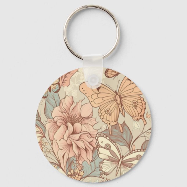 Porte-clés Papillons et fleurs (Recto)