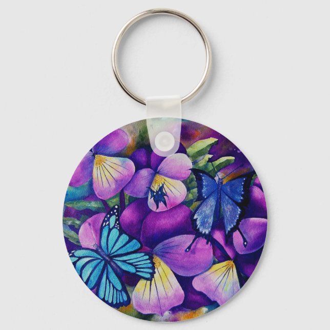 Porte-clés Papillons et porte - clé Panseys (Recto)