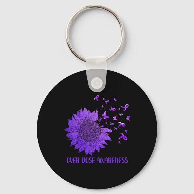 Porte-clés Papillons mûrs de marguerite violet surdose de rub (Recto)