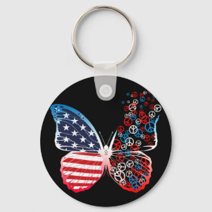 Porte-clés Papillons Patriotiques Signes De Paix 4 Juillet Dr