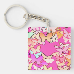 Porte-clés Papillons, rose multi et profond