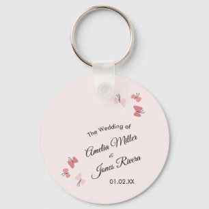 Porte-clés Papillons roses Jardin Romantique Simple Mariage
