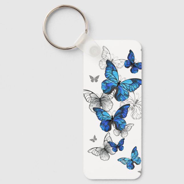 Porte-clés Papillons volants bleus Morpho (Recto)