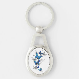 Porte-clés Papillons volants bleus Morpho