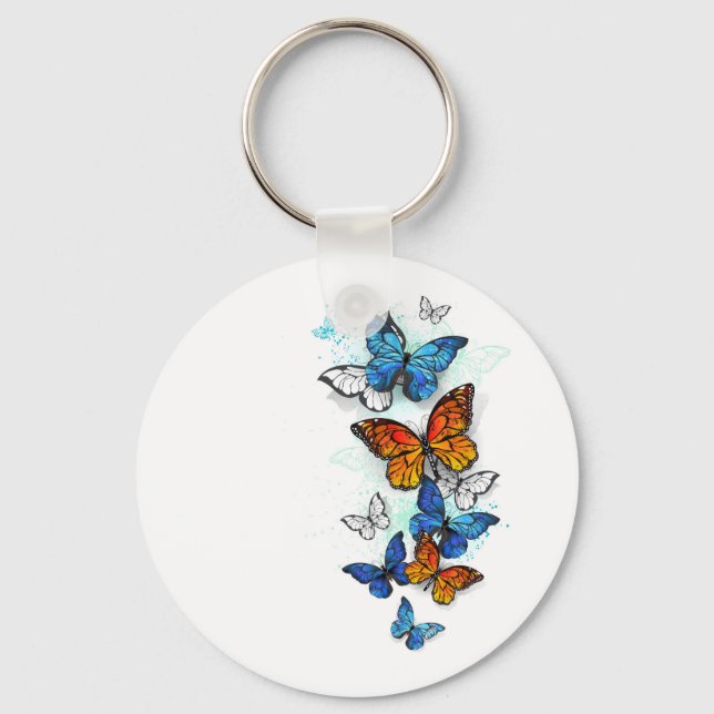 Porte-clés Papillons volants Morpho et Monarch (Recto)