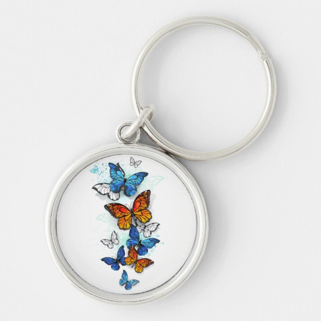 Porte-clés Papillons volants Morpho et Monarch (Devant)