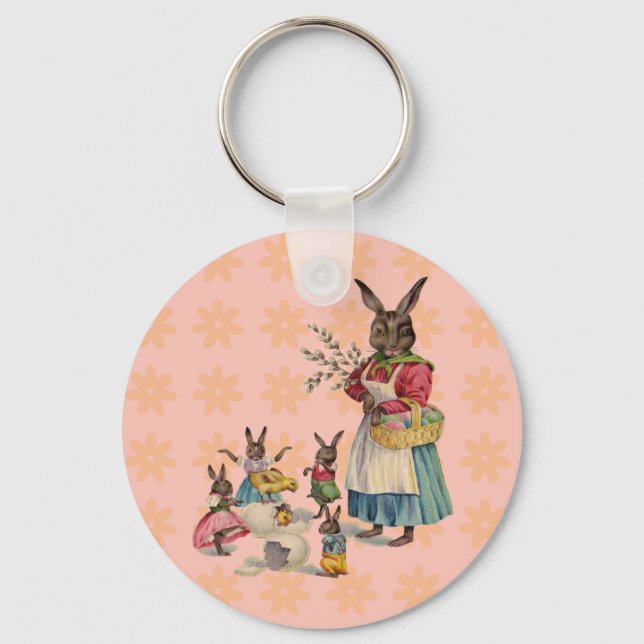 Porte-clés Pâques Lapin Poule Lapin Œufs (Recto)