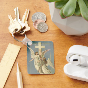Porte-clés Pâques vintages, Anges victoriens avec croix
