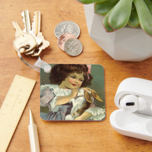 Porte-clés Pâques vintages, oeufs de lapin lapin de fille vic