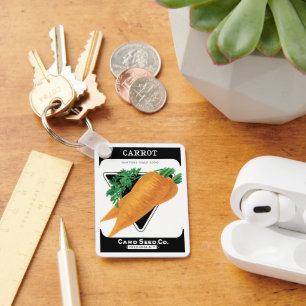 Porte-clés Paquet de semences vintage Art Étiquette, Carottes