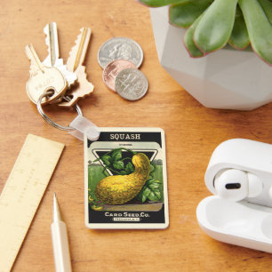 Porte-clés Paquet de semences vintage Étiquette Art Jaune Eté