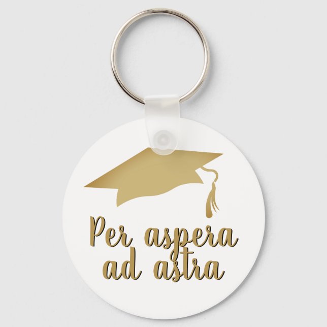 Porte-clés Par aspera ad astra Latin Citation Golden Graduati (Recto)