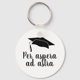 Porte-clés Par aspera ad astra Latin Citation noire