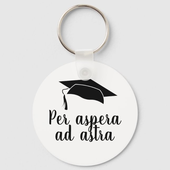 Porte-clés Par aspera ad astra Latin Citation noire (Recto)