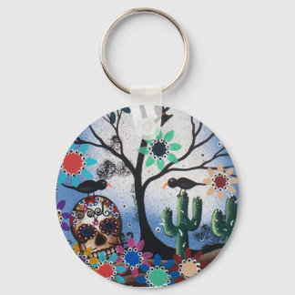 Porte-clés Par Lori Everett_ Jour Des Morts, Mexicain, Crâne,