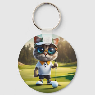 Porte-clés "Par tee Time : Le Cool Chat’s Golf Swing!"