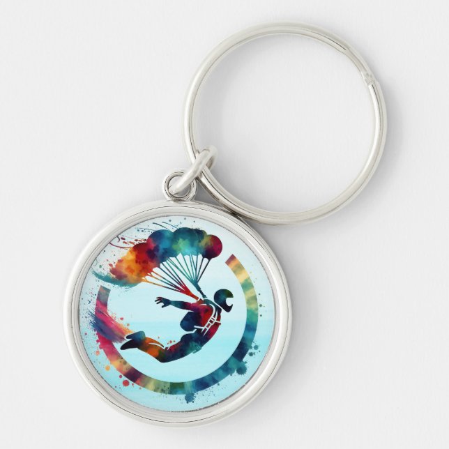 Porte-clés Parachutiste coloré à l'aquarelle  (Devant)