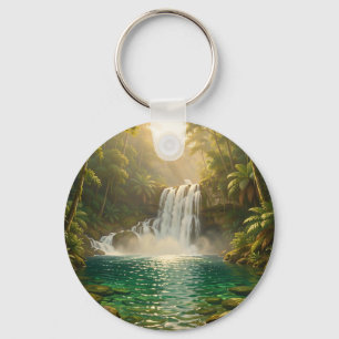 Porte-clés Paradis de la jungle à cascade tropicale luxuriant