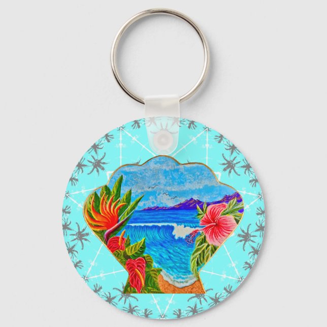 Porte-clés Paradis hawaïen (bleu) (Recto)