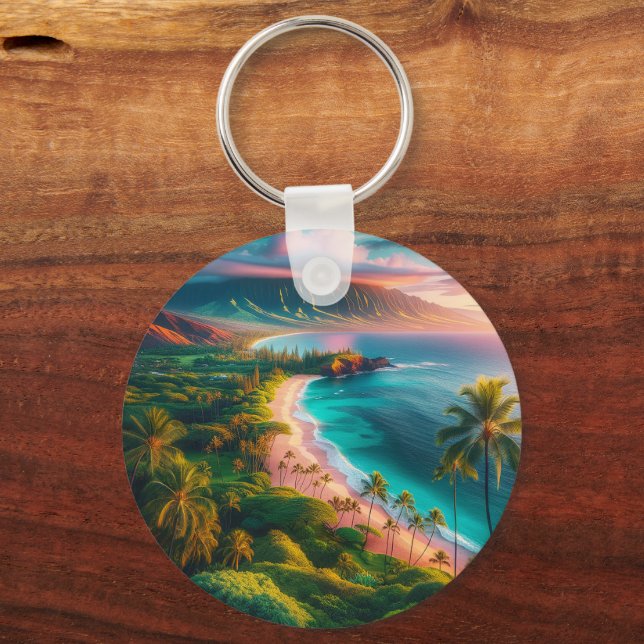 Porte-clés Paradis tropical de l'île de Maui (Verso)