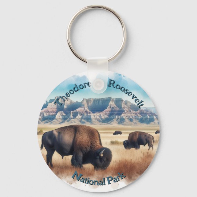 Porte-clés Parc national de Theodore Roosevelt Bison Souvenir (Recto)