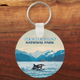 Porte-clés Parc national Kenai Fjords Orca Alaska Vintage
