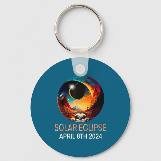 Porte-clés Paresseux Éclipse Solaire Portant Chemise Éclipse  (Recto)