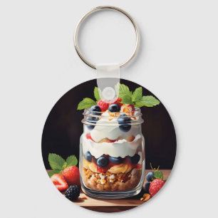 Porte-clés Parfait aux fruits rouges en pot en verre
