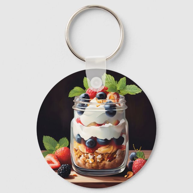Porte-clés Parfait aux fruits rouges en pot en verre (Recto)