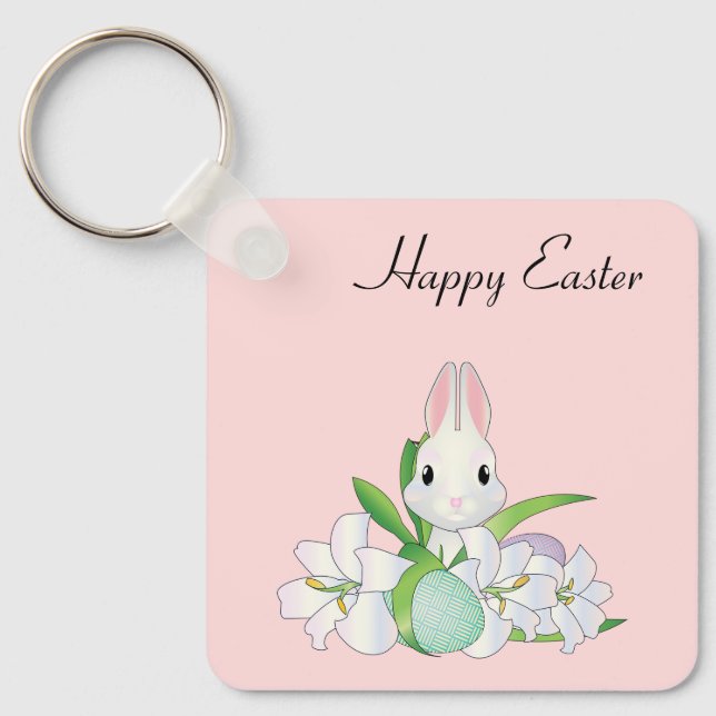 Porte-clés Parfait, Cool Joyeux Pâques, Lapin (Recto)