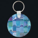 Porte-clés Paris Blues<br><div class="desc">Cityscape peinture semi-abstraite de Paris au printemps.</div>