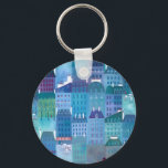 Porte-clés Paris Blues<br><div class="desc">Cityscape peinture semi-abstraite de Paris au printemps.</div>