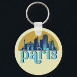 Porte-clés Paris France Retro City Skyline Cityscape Art<br><div class="desc">Vintage and retro city design with beautiful skyline, tourist attraction and cityscape art. Cool skyscraper and building silhouette illustration merchandise for tourist and traveler. Perfect as souvenir to bring back home when travelling around the world. Save the memory of your travel and vacation with family and friends. Background color can...</div>