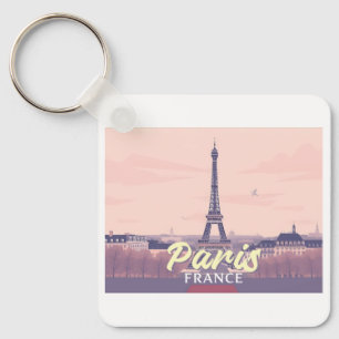 Porte-clés Paris France Tour Eiffel Pastel Design Voyage